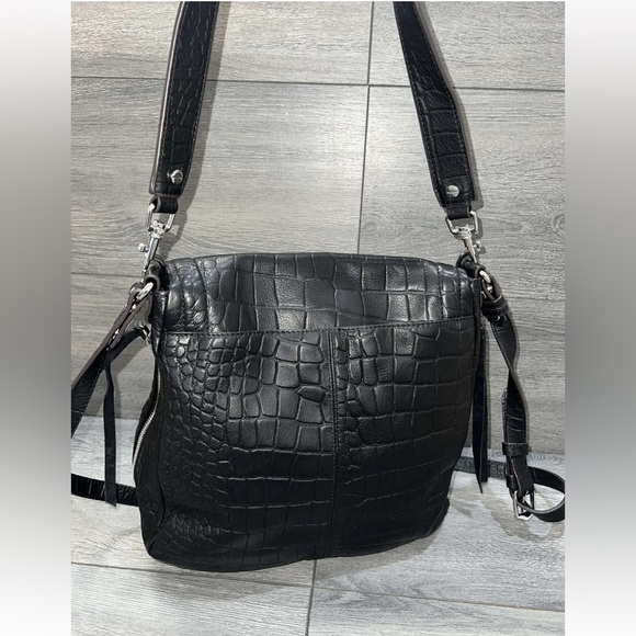 Aimee Kestenberg Leather Shoulder Bag Fifth Avenue Black Croco - Picture 8 of 8